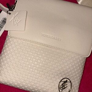 Tote & Carry White Textured Crossbody Bag